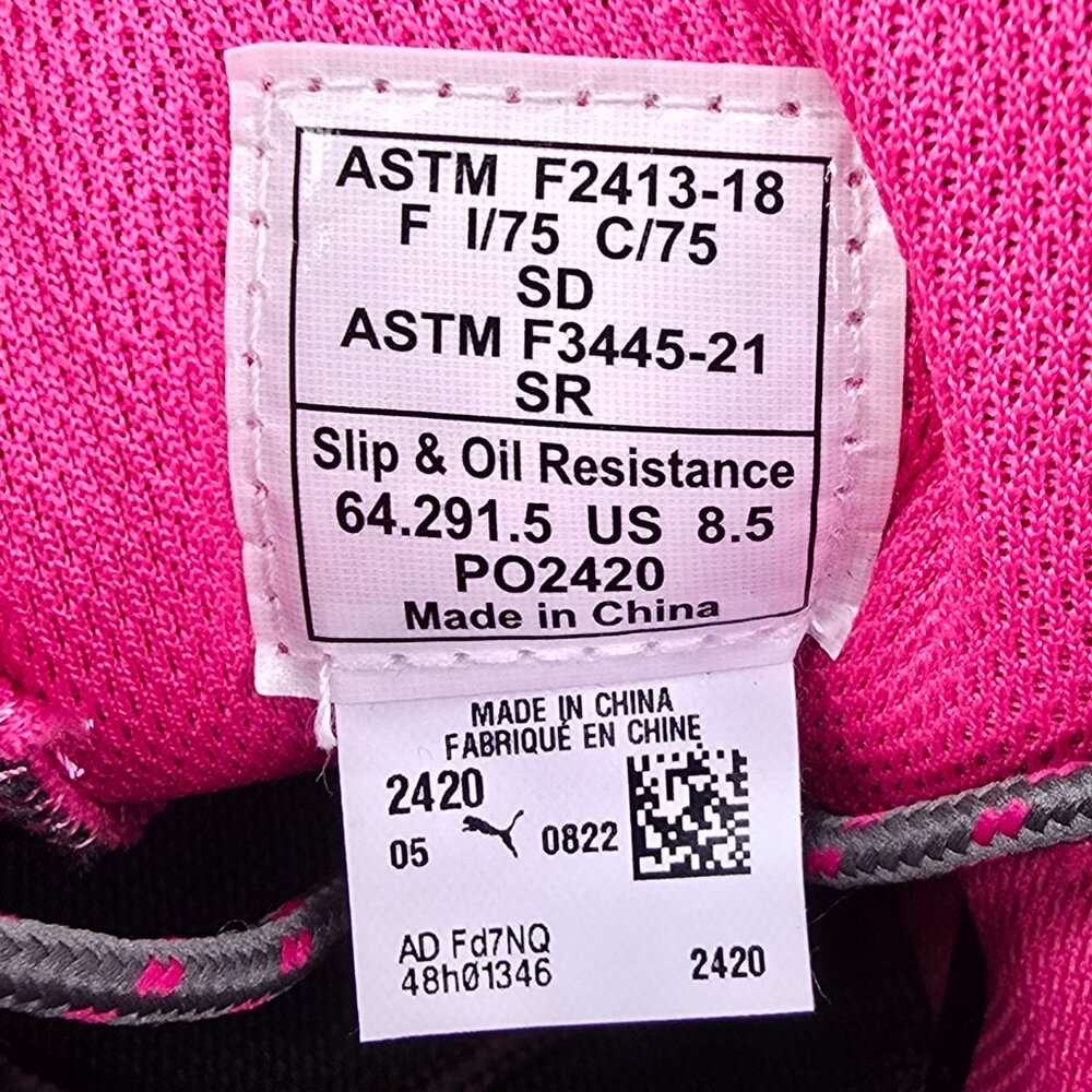 Puma Safety Shoes Women's‎ Size 8.5 Steel Toe Celerity Knit Gray Pink Work - NEW - Picture 10 of 12